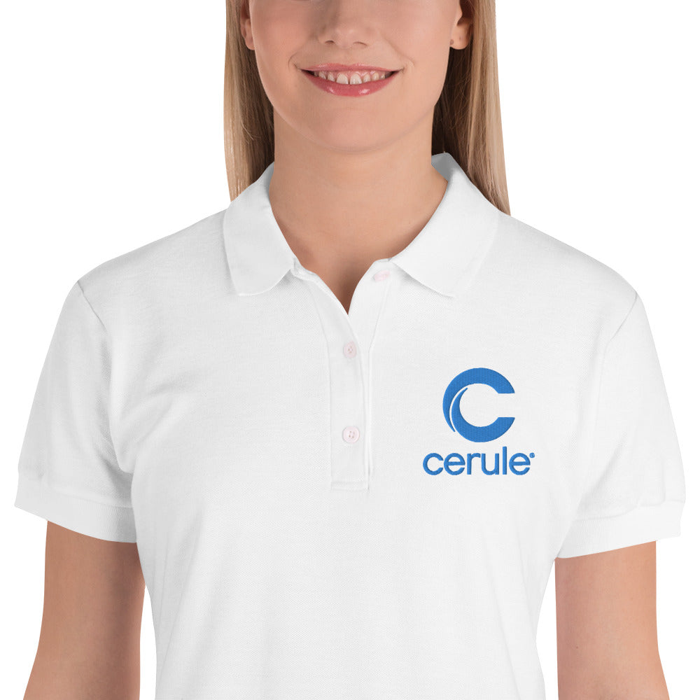 Women's "Cerule Embroidered" Polo - White